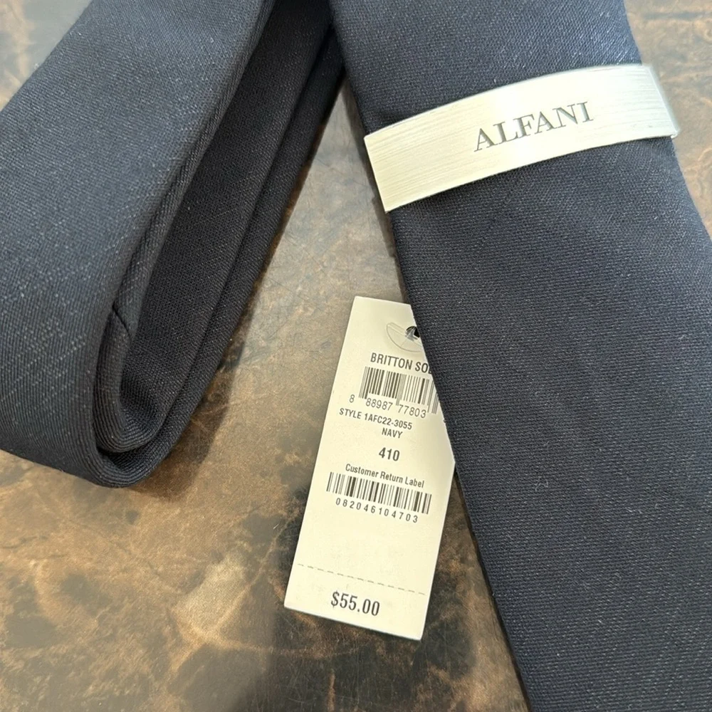 New!! Alfani Deep Navy Blue Men's Tie
